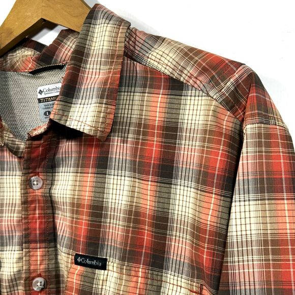 Columbia Titanium Mens L Shirt VENTED Long Sleeve Omni Shield Nylon Fish Orange - Picture 7 of 13
